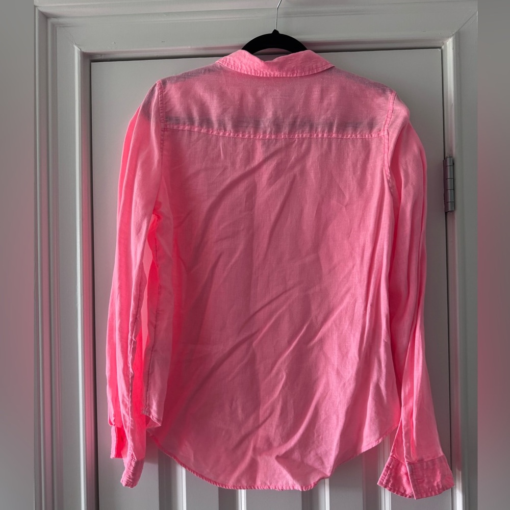 Lilly Pulitzer Sea View Linen Button-Down Top SZ M Sunrise Coral - Picture 6 of 14
